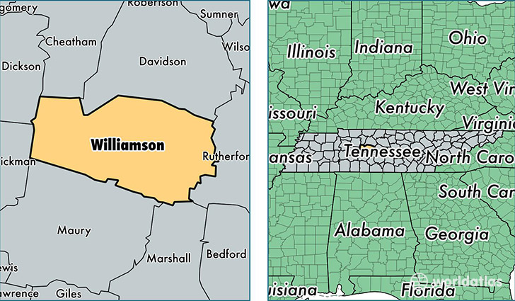 location of Williamson county on a map