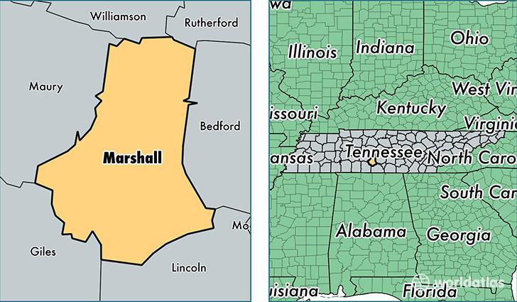 location of Marshall county on a map