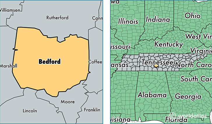 location of Bedford county on a map
