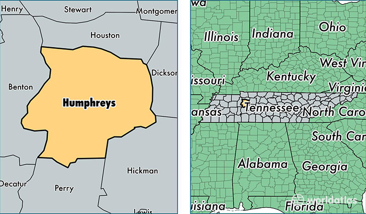location of Humphreys county on a map