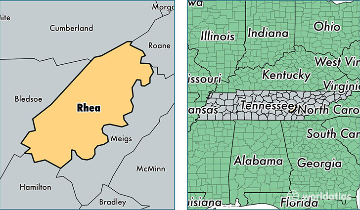 location of Rhea county on a map