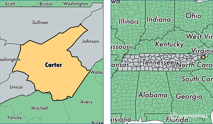 location of Carter county on a map