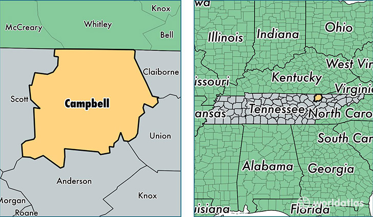 location of Campbell county on a map