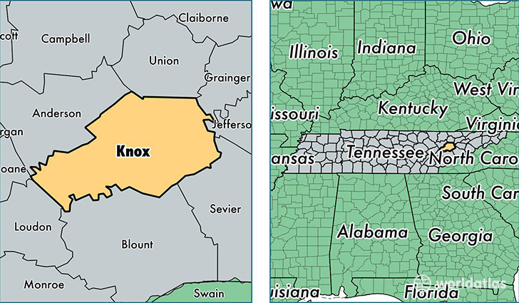 location of Knox county on a map