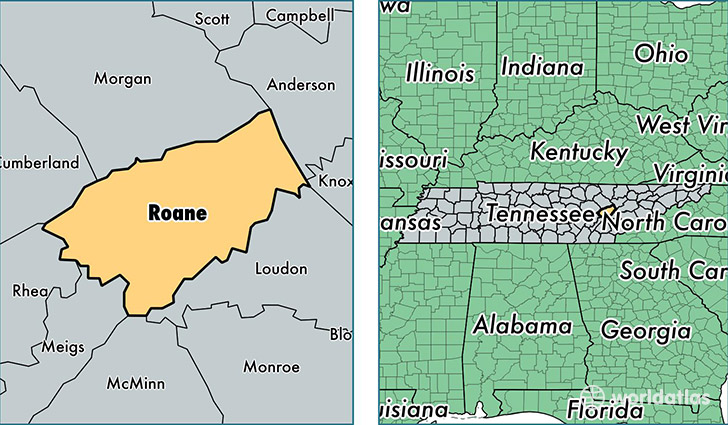 location of Roane county on a map