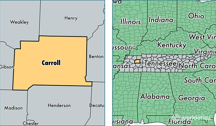 location of Carroll county on a map