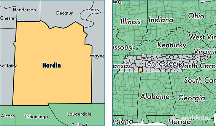 location of Hardin county on a map
