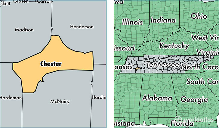 location of Chester county on a map