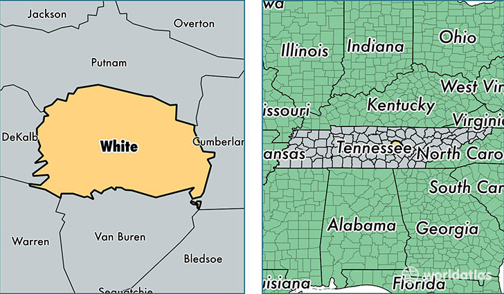 location of White county on a map