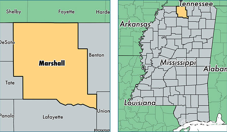 location of Marshall county on a map