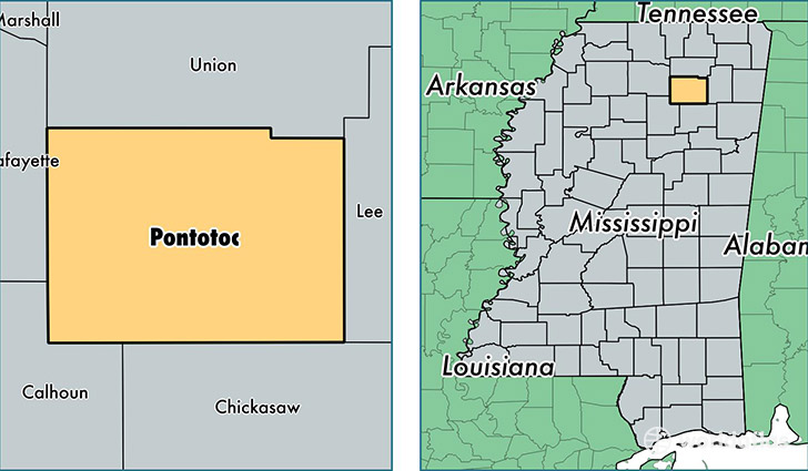 location of Pontotoc county on a map