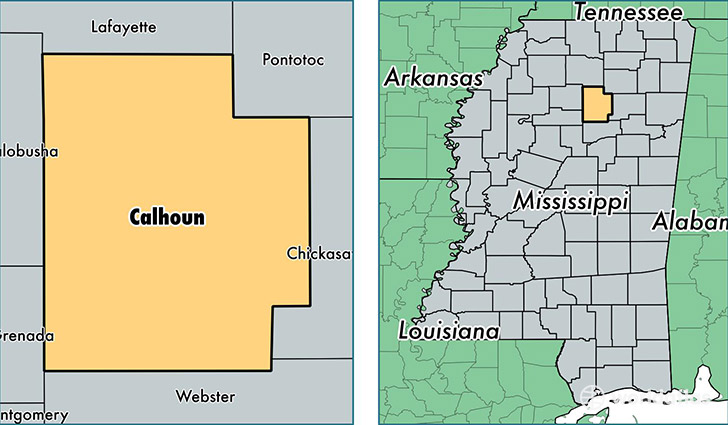 location of Calhoun county on a map