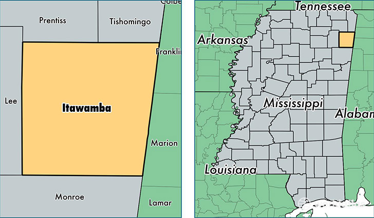 location of Itawamba county on a map