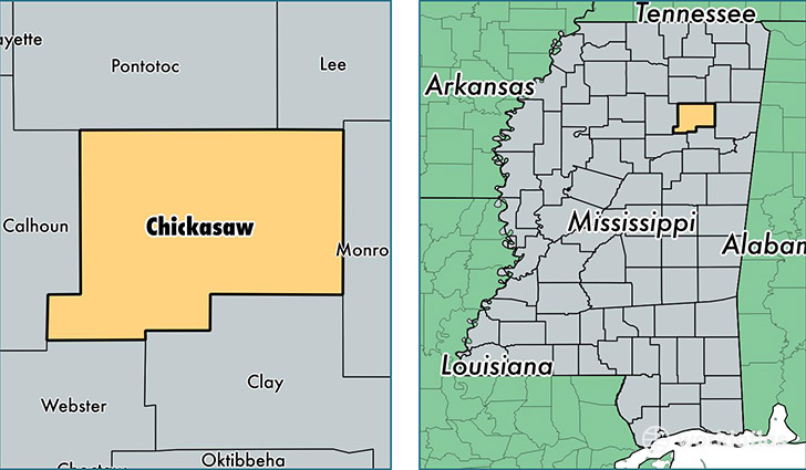 location of Chickasaw county on a map