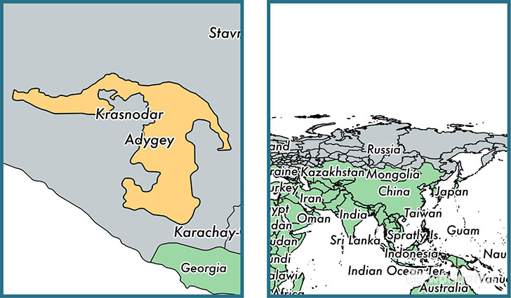 Location of republic of Adygea on a map