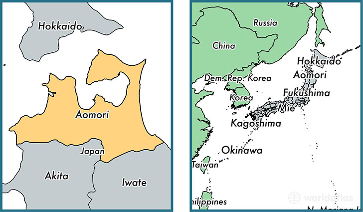 Location of prefecture of Aomori on a map