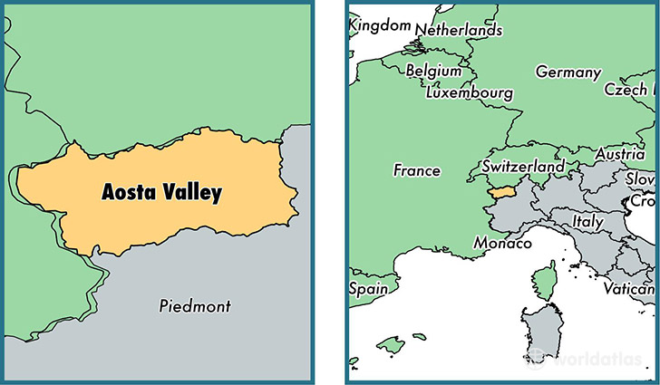 Location of region of Aosta Valley on a map