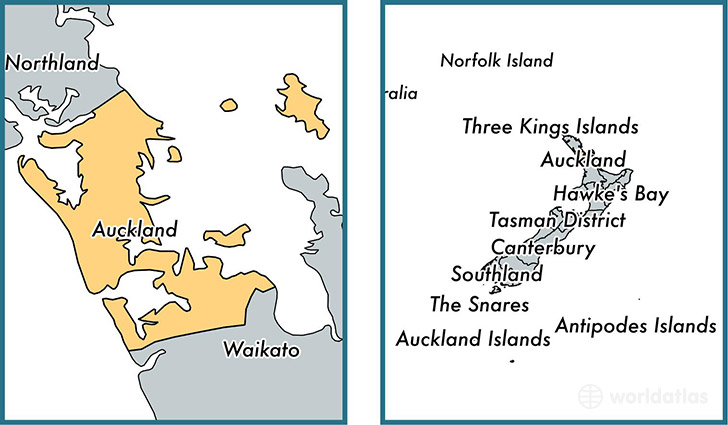 Location of unitary authority of Auckland on a map