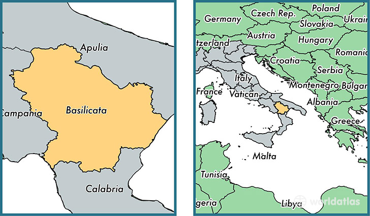 Location of region of Basilicata on a map