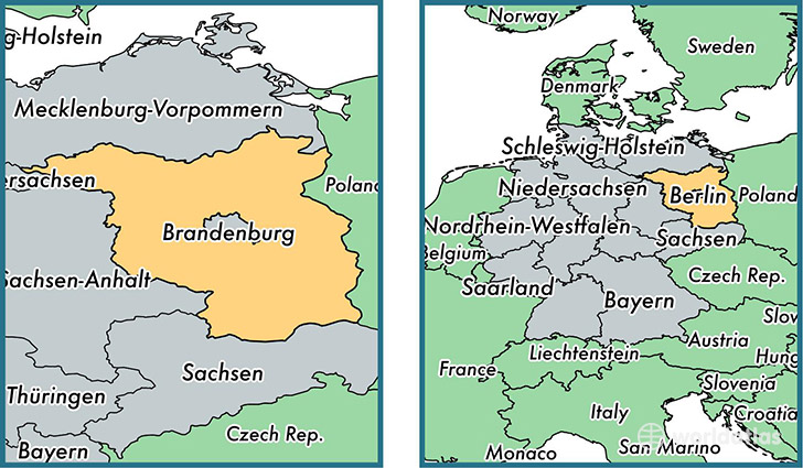 Location of state of Brandenburg on a map