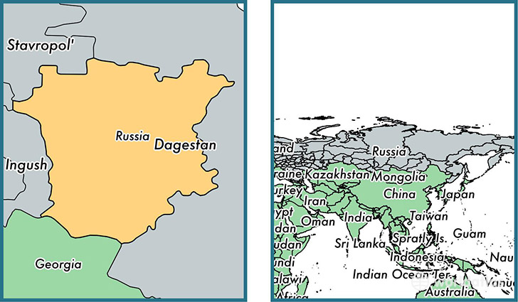 Location of republic of Chechnya on a map