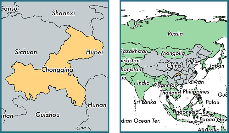 Location of municipality of Chongqing on a map