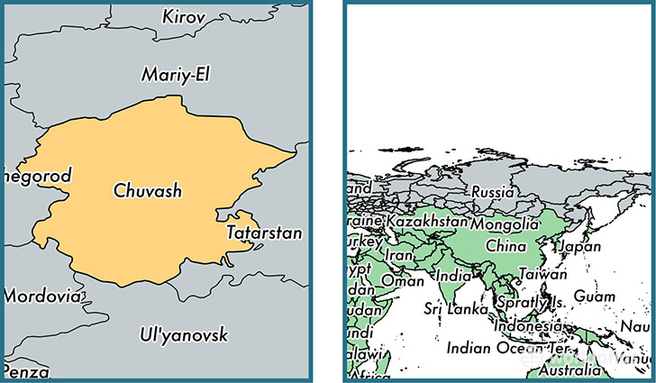 Location of republic of Chuvashia on a map