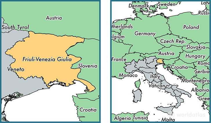 Location of region of Friuli-Venezia Giulia on a map