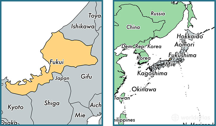 Location of prefecture of Fukui on a map