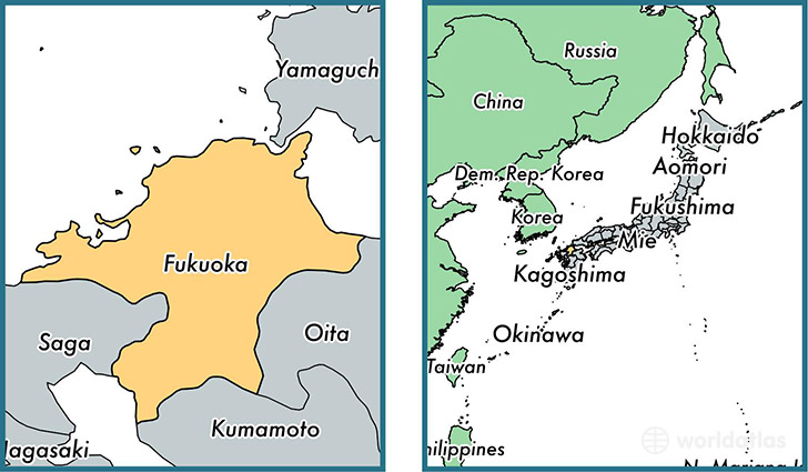 Location of prefecture of Fukuoka on a map