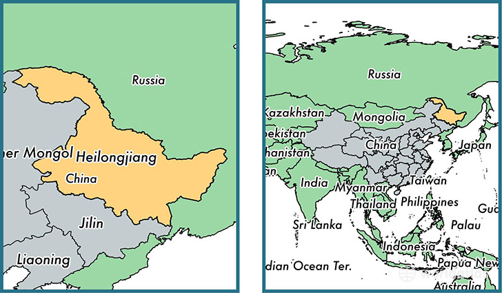 Location of province of Heilongjiang on a map