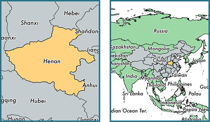 Location of province of Henan on a map