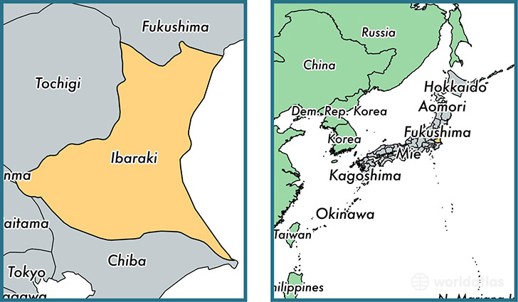 Location of prefecture of Ibaraki on a map