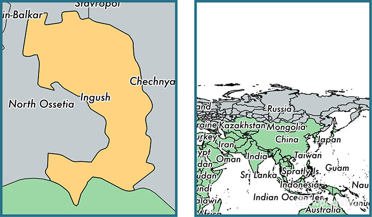 Location of republic of Ingushetia on a map
