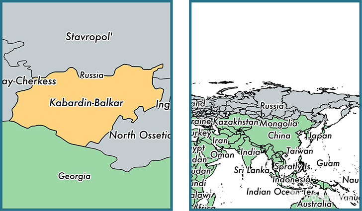 Location of republic of Kabardino-Balkaria on a map