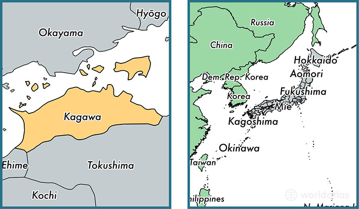 Location of prefecture of Kagawa on a map