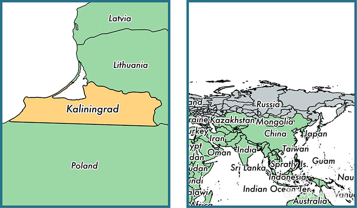 Location of administrative region of Kaliningrad Oblast on a map