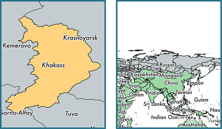 Location of republic of Khakassia on a map