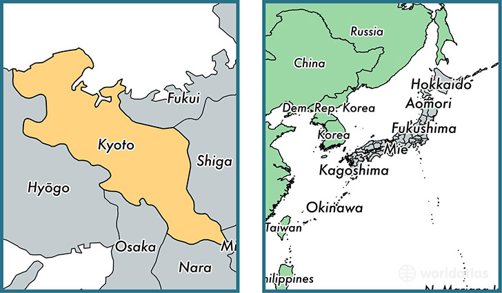 Location of prefecture of Kyoto on a map