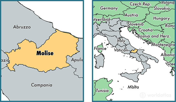 Location of region of Molise on a map