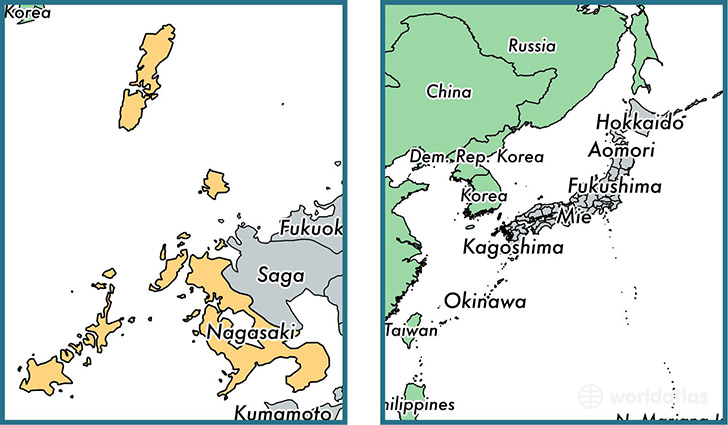 Location of prefecture of Nagasaki on a map
