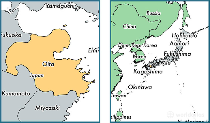 Location of prefecture of Oita on a map