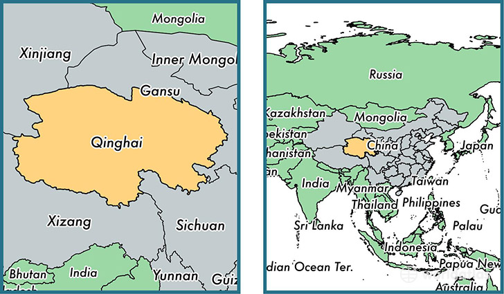 Location of province of Qinghai on a map
