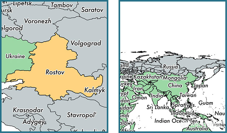 Location of administrative region of Rostov Oblast on a map
