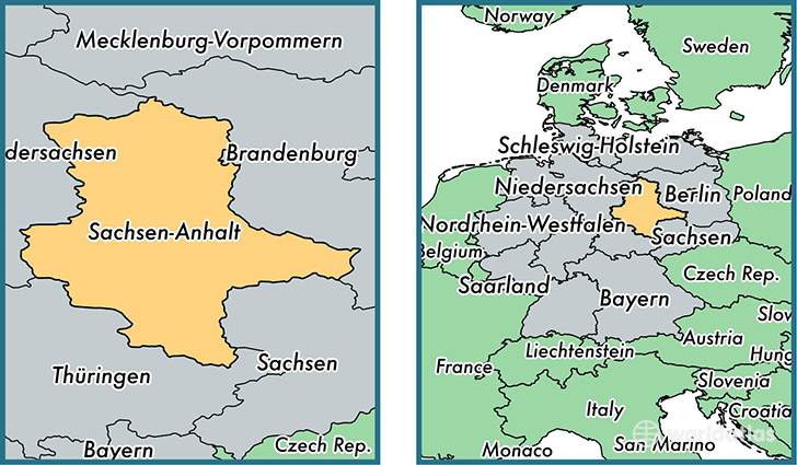 Location of state of Saxony-Anhalt  on a map