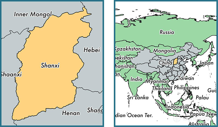 Location of province of Shanxi on a map