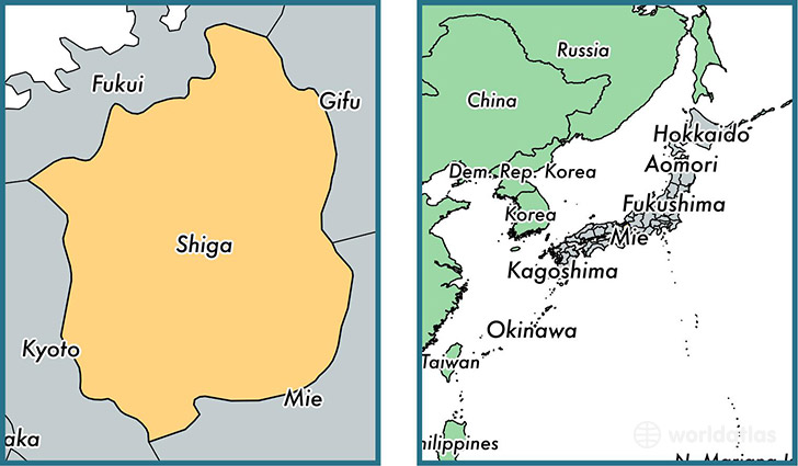 Location of prefecture of Shiga on a map