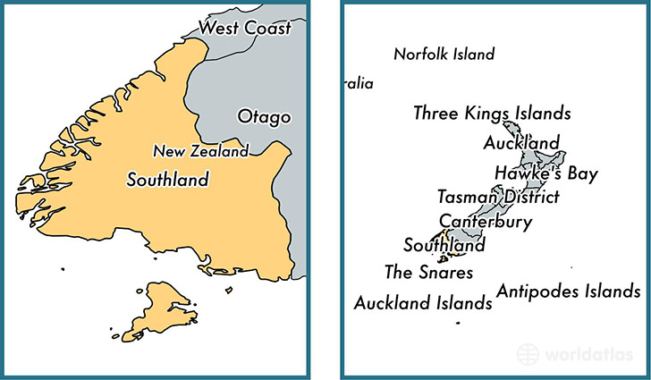 Location of regional council of Southland on a map
