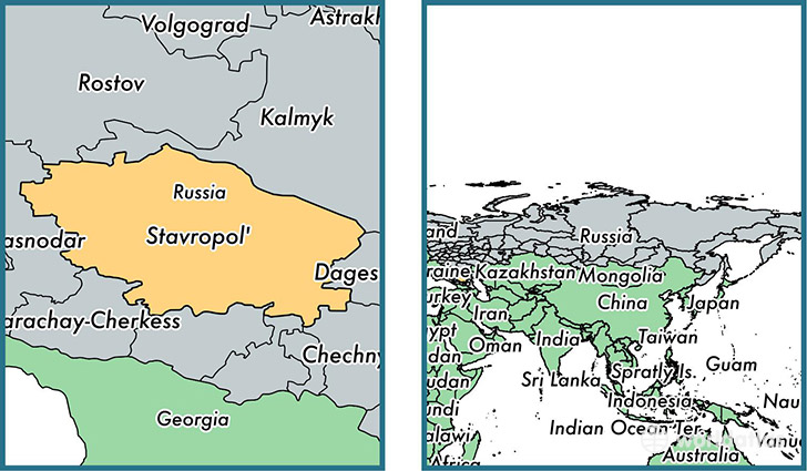 Location of administrative territory of Stavropol Krai on a map