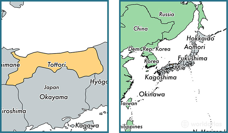 Location of prefecture of Tottori on a map